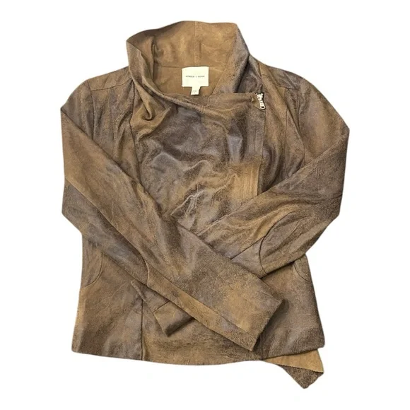 Silence + Noise Urban Outfitters Vegan Faux Leather Distressed Moto Jacket Small - Picture 7 of 9